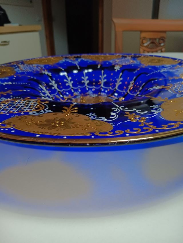 Centrotavola Murano blu e oro