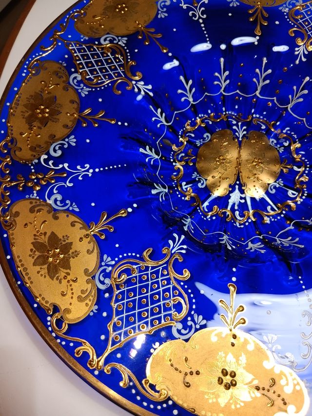 Centrotavola Murano blu e oro