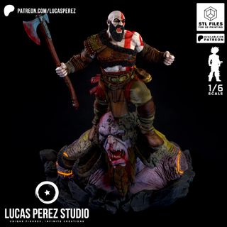 Figura de KRATOS del videojuego god of war pintada
