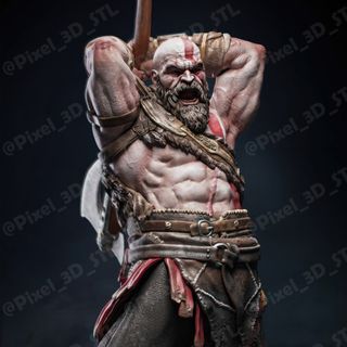 Figura de KRATOS del videojuego god of war pintada