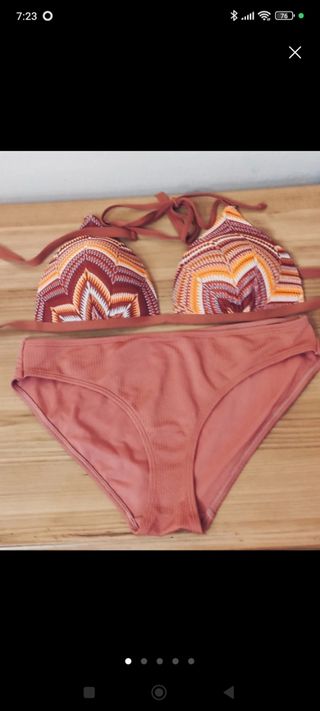 Bikini ETAM marrón y braga negra