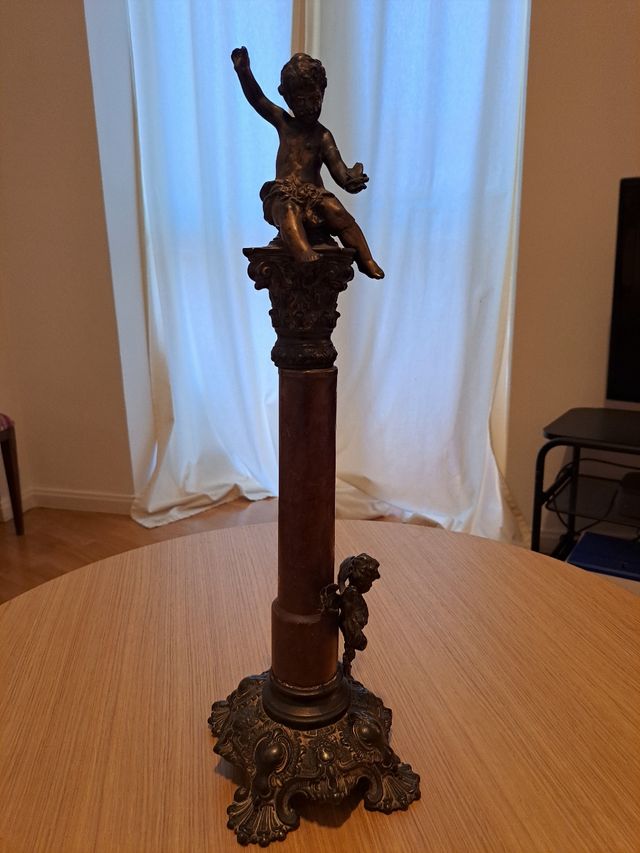 Pie de lampara alabastro bronce antigua