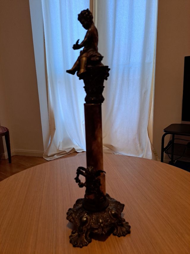 Pie de lampara alabastro bronce antigua