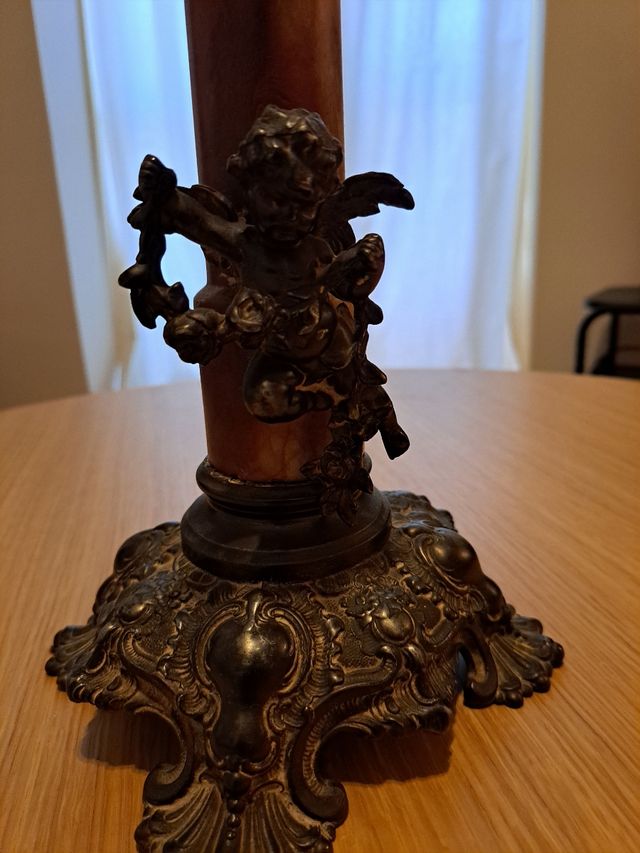 Pie de lampara alabastro bronce antigua