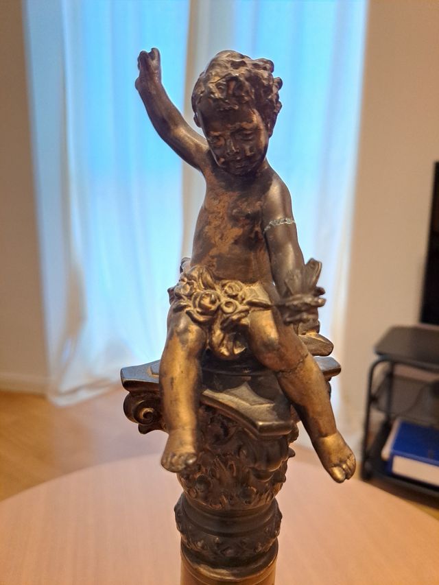 Pie de lampara alabastro bronce antigua