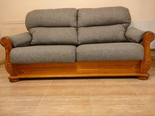 Sofá 3 plazas - Gris - Madera