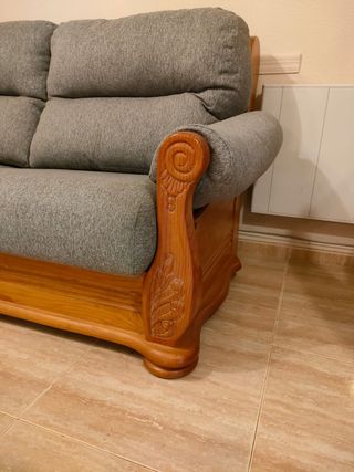 Sofá 3 plazas - Gris - Madera