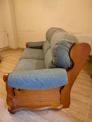 Sofá 3 plazas - Gris - Madera