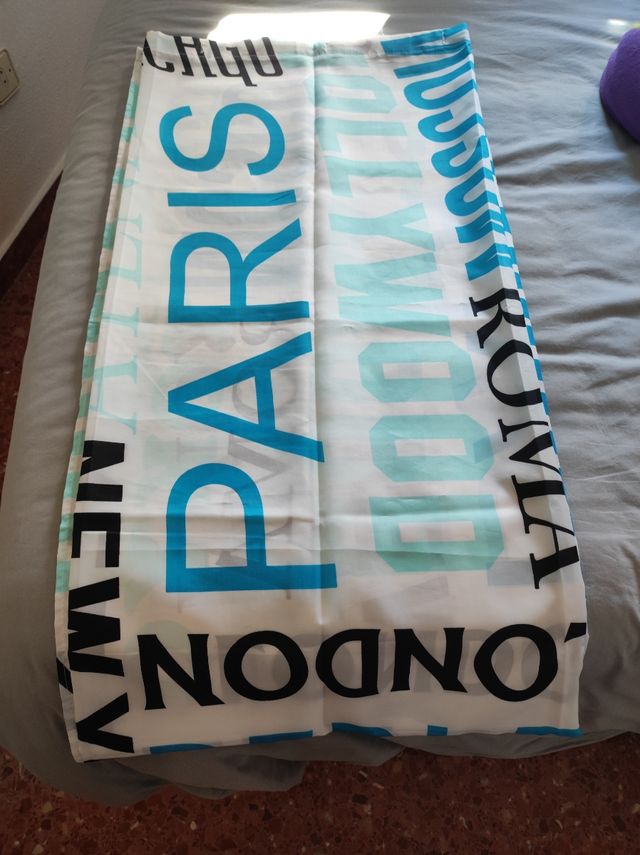 Cortina baño ciudades - Azul y blanca