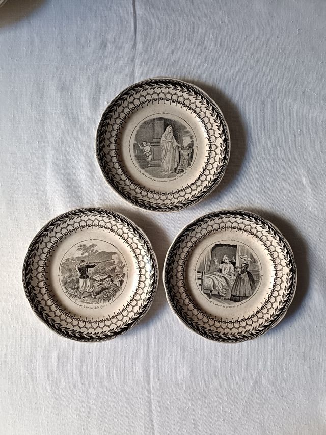 3 Platos Sarreguemines antiguos