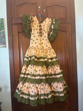Traje Flamenca Rosa y Verde