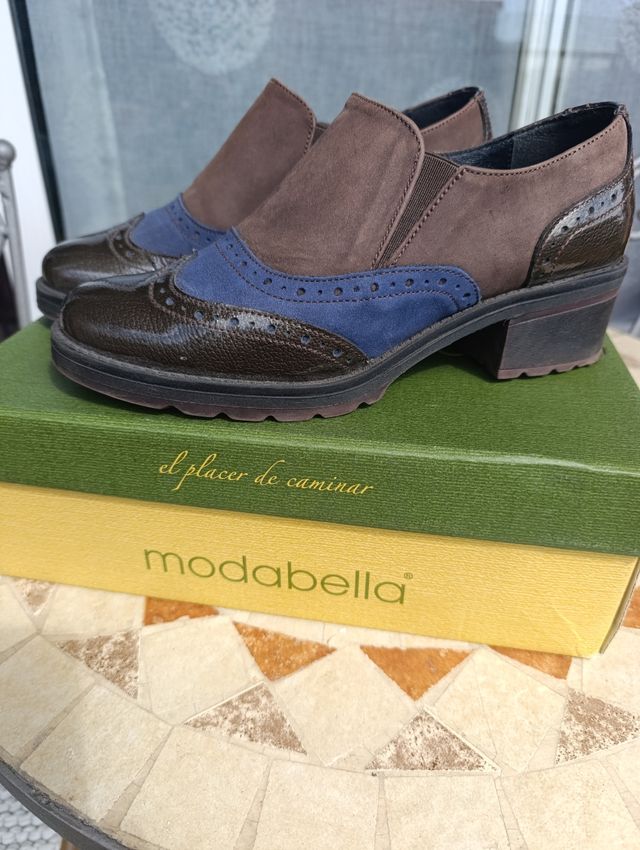 Zapatos Modabella-Botines Mujer Marrón-Azul