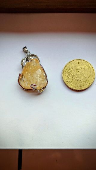 Ciondolo artigianale 18kgp pietra gialla