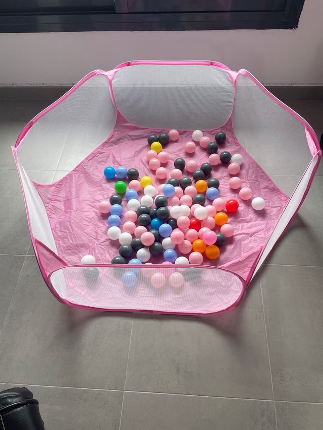 Piscina bolas bebé plegable rosa