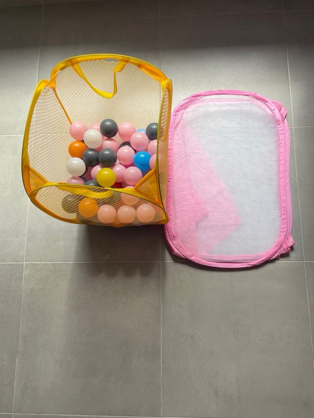 Piscina bolas bebé plegable rosa