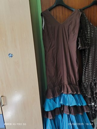 Traje flamenca marrón y azul T42