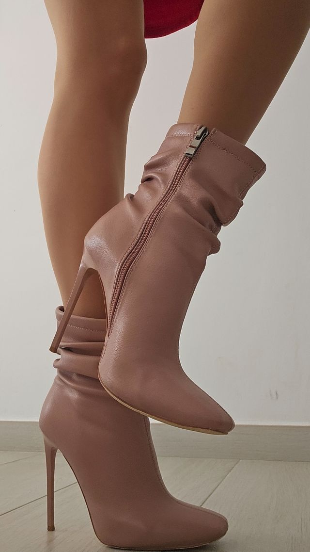 Botines tacón alto rosa palo