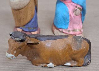 Antiguas figuras de Belén, nacimiento. Terracota