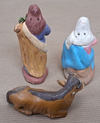 Antiguas figuras de Belén, nacimiento. Terracota