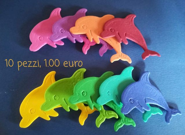 10 Delfini colorati in gomma eva