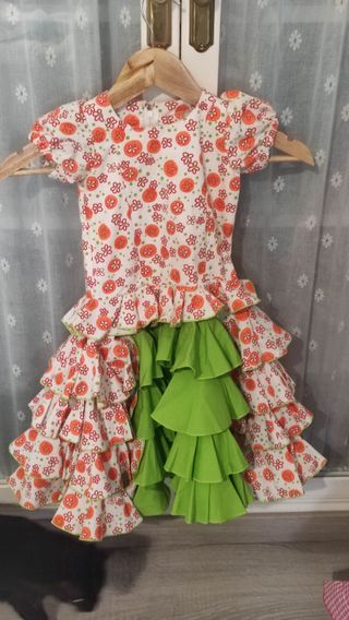 Traje Flamenca niña talla 2 - Amarillo