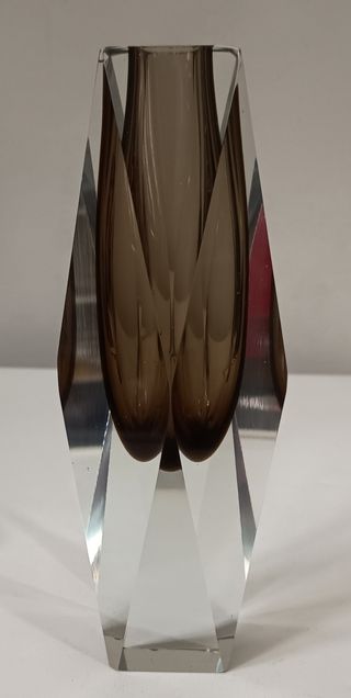 Vaso geometrico in vetro sommerso di Murano 