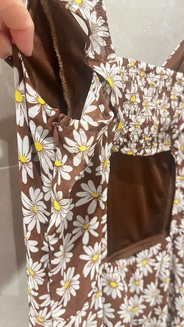 Vestido largo marron florecitas