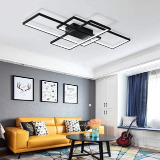 Lámpara moderna techo led rectangular negra 105cm