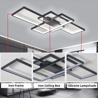 Lámpara moderna techo led rectangular negra 105cm