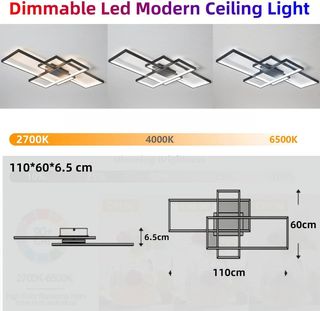 Lámpara moderna techo led rectangular negra 105cm
