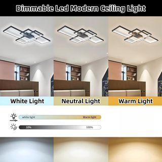 Lámpara moderna techo led rectangular negra 105cm