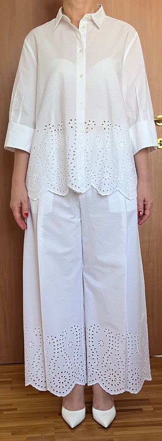 Completo camicia più pantaloni di cotone sangallo 