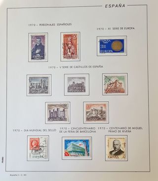 Album con sellos usados de España del 1970 al 1982