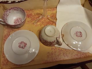 Set 2 tazas té con plato Cartuja Sevilla Antiguo