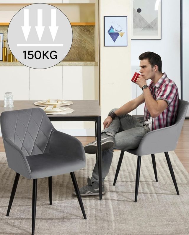 2 Sillas WOLTU terciopelo gris