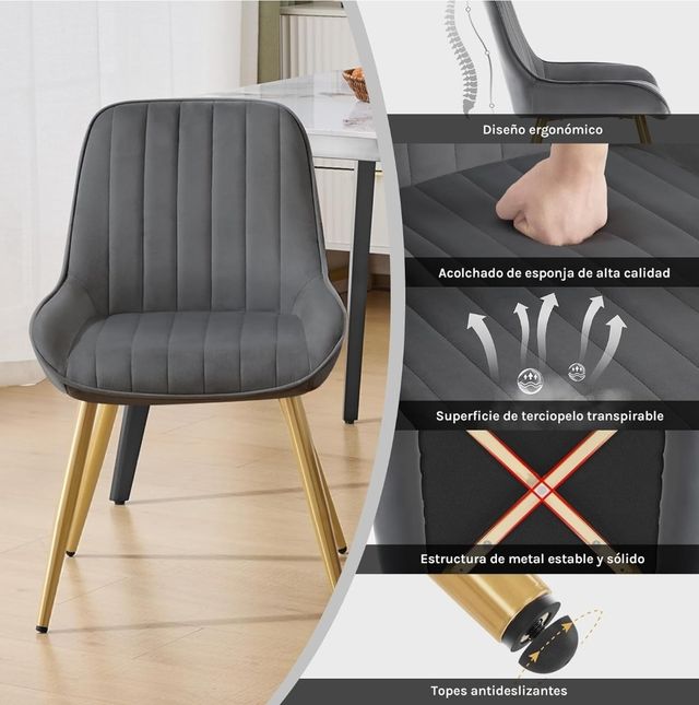 2 Sillas Lestarain Gris-Dorado