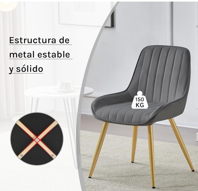 2 Sillas Lestarain Gris-Dorado