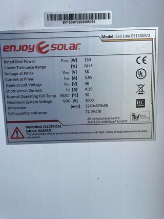 Placa panel solar 12 volt 150 w
