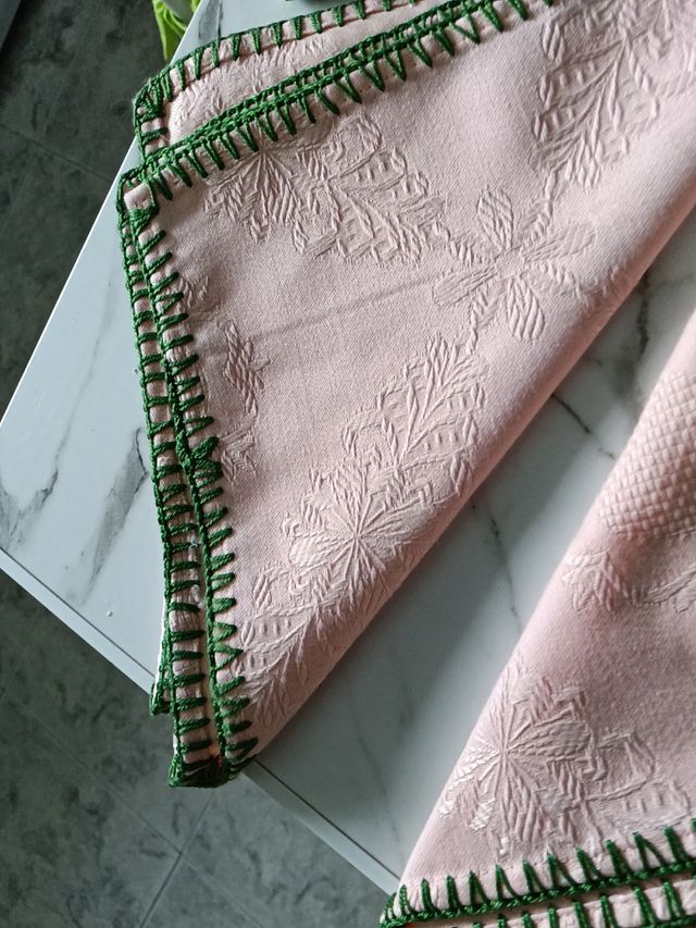 Lote de 9 servilletas de tela rosa gamba