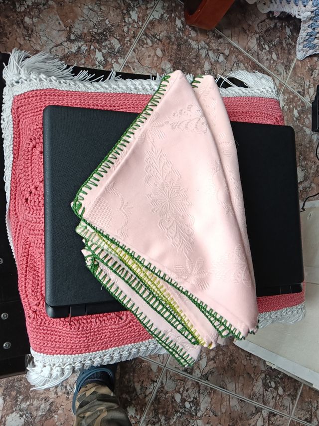 Lote de 9 servilletas de tela rosa gamba