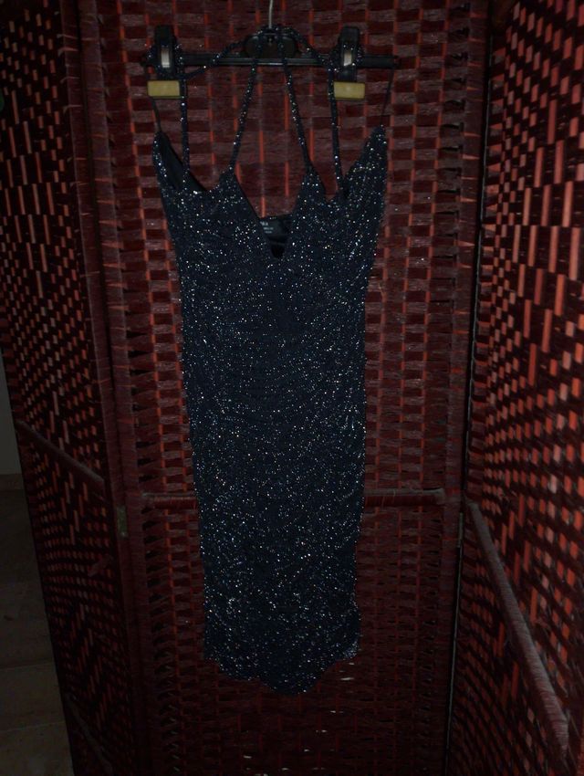 Vestito tubino nero brillantinato party