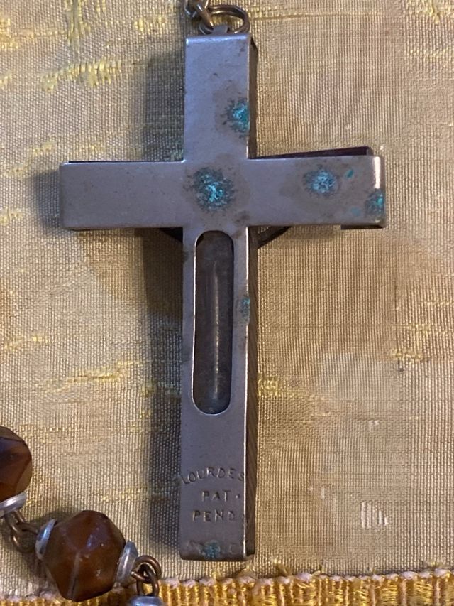 Rosario antico in vetro - marrone