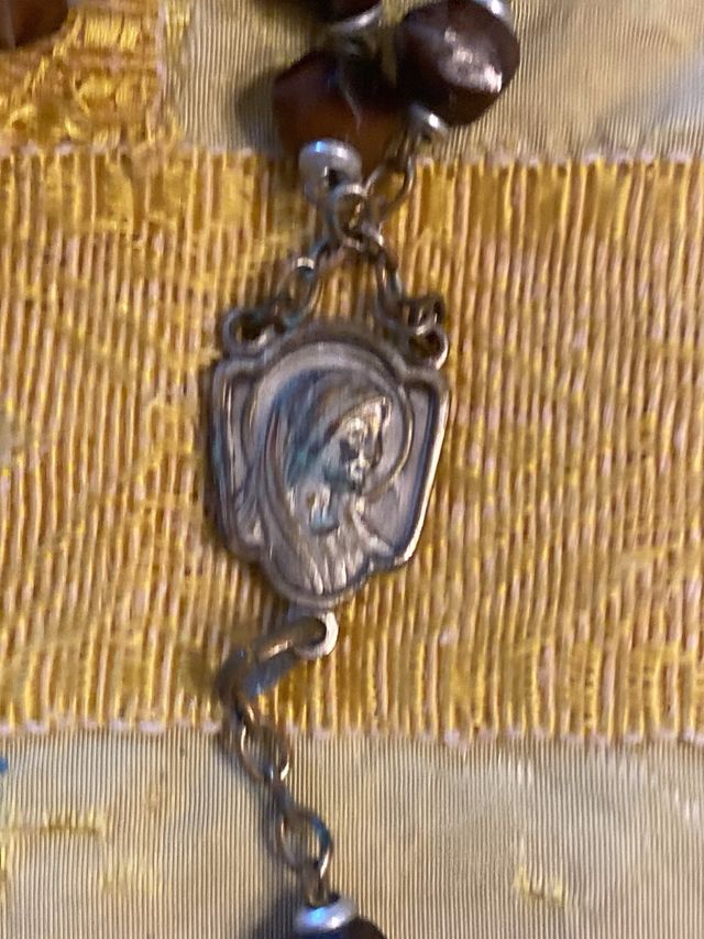 Rosario antico in vetro - marrone