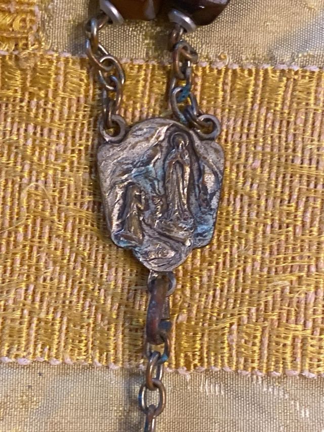 Rosario antico in vetro - marrone