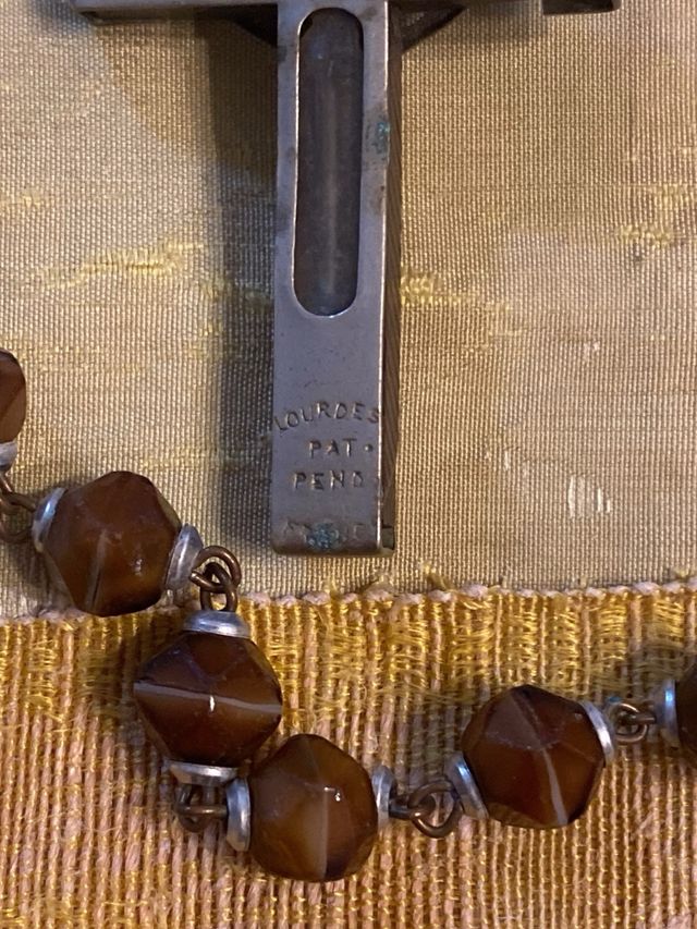 Rosario antico in vetro - marrone