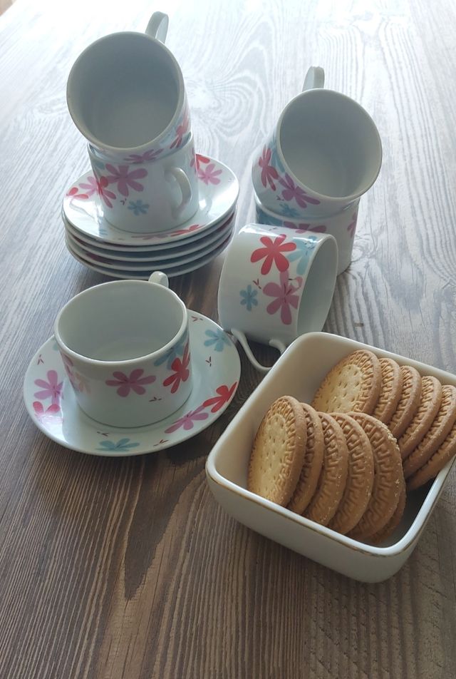 Juego café porcelana - Flores