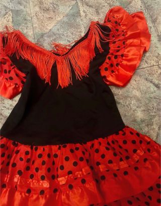 Vestido flamenco niña rojo lunares - talla 3 años