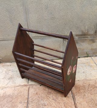 Revistero madera marrón vintage