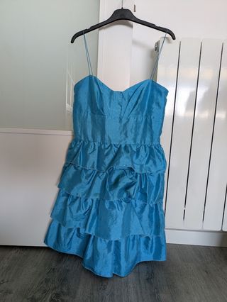 Vestido fiesta azul turquesa