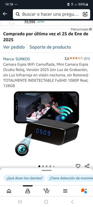 Cámara Camuflaje en reloj